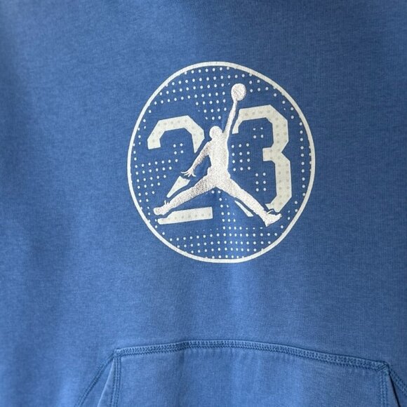 Jordan 13 Classic Cut Flint Blue Rare Pullover Hoodie Size M | Logo Hologram Y2K - Picture 2 of 13